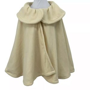 Spiegel Poncho Women's One Size Ivory Fleece Wide Peter Pan Collar Cape Sweater